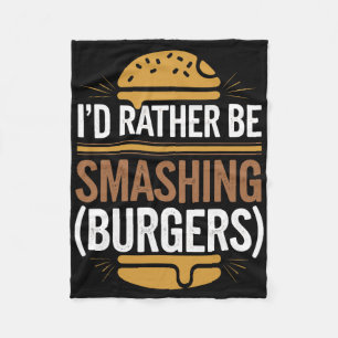 Smash Burger Lover Gegrilde Cheeseburger Flat Top Fleece Deken