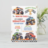 Smash & Crash Het is Monster Truck Feestje Jongens Kaart (Staand voorkant)
