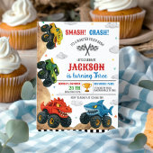 Smash Crash Monster Truck Kids Verjaardagsfeest Kaart