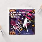 🎾 Smash d'anniversaire Tennis carte plate (Devant/Arrière en situation)