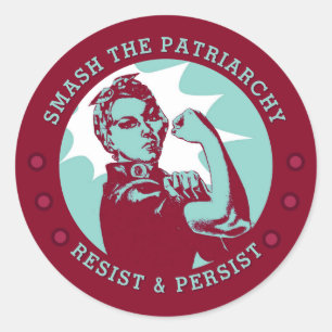 Smash de Patriarchie Rosie de Riveter Rood Ronde Sticker