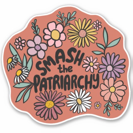 SMASH de PATRIARCHY Floral Schattige Daisy Hand-Dr Sticker (Voorkant)