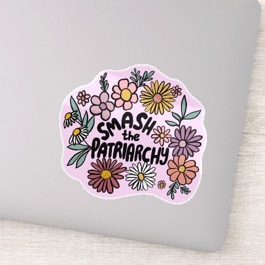 SMASH de PATRIARCHY Floral Schattige Daisy Hand-Dr Sticker (Detail)