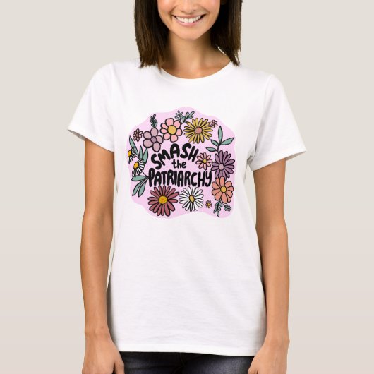 SMASH de PATRIARCHY Floral Schattige Daisy Hand-Dr T-shirt (Voorkant)
