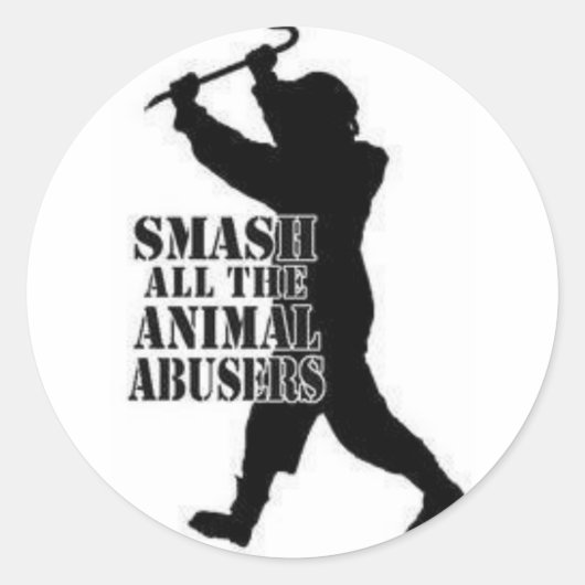 Smash Dierenmisbruikers Ronde Sticker (Voorkant)