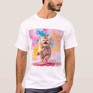 Smash in kleuren - Speelse Holi Kitten! T-shirt