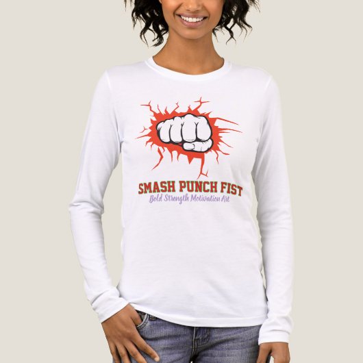 Smash Punch Fist – Bold Strength Motivation Art Tri-Blend Shirt (Voorkant volledig)