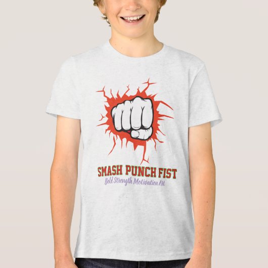 Smash Punch Fist – Bold Strength Motivation Art Tri-Blend Shirt (Voorkant)