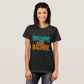 Smashing Machine Shuttle Retro Birdie Badminton T-shirt (Voorkant volledig)