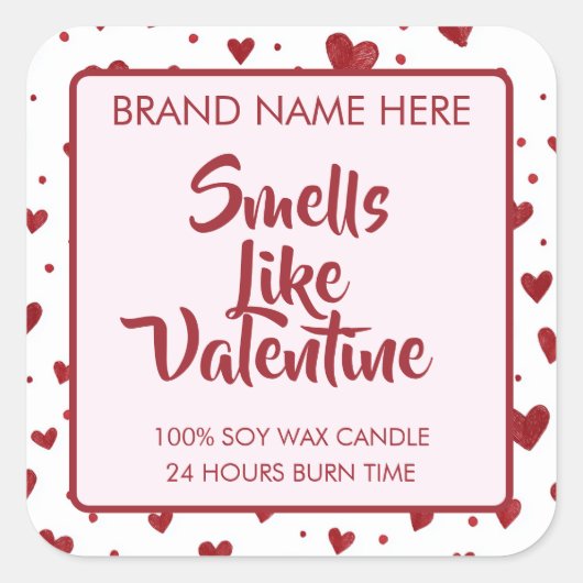 Smells Like Valentine Custom Pink Candle Labels  (Voorkant)