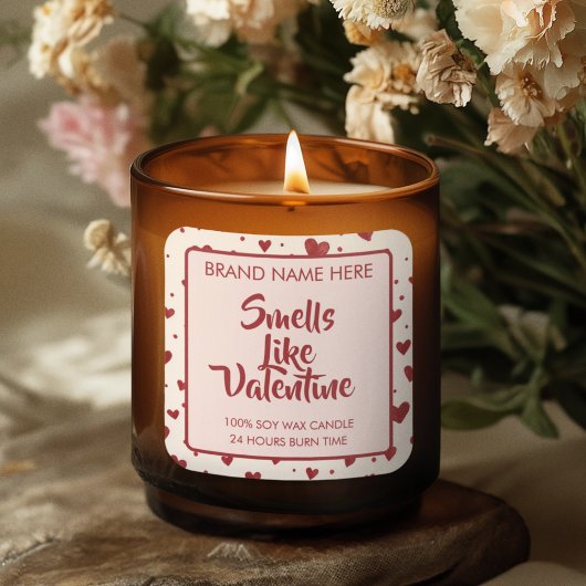 Smells Like Valentine Custom Pink Candle Labels