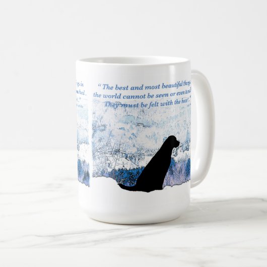 Smelt met hart - zwart lab koffiemok (Voorkant rechts)