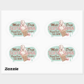 Smelt 'n' Drip Soft Serve Ice Cream Oval Stickers (Vel)
