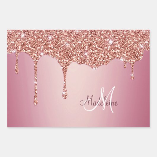 Smelten Girly Pink Sparkles gepersonaliseerd met n Inpakpapier Vel (Voorkant 3)
