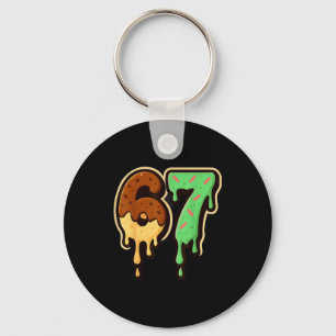 Smeltende 67 Dessert Stijl Ijs Drip Nummer Kunst Sleutelhanger