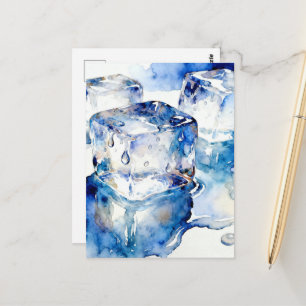 Smeltende ijsblokjes aquarel briefkaart