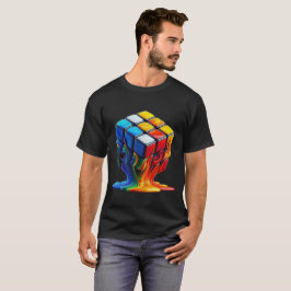 Smeltende Rubix kubus Basic Donker T-shirt