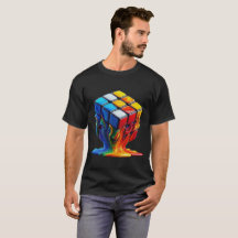 Smeltende Rubix kubus Basic Donkere T-Shirt