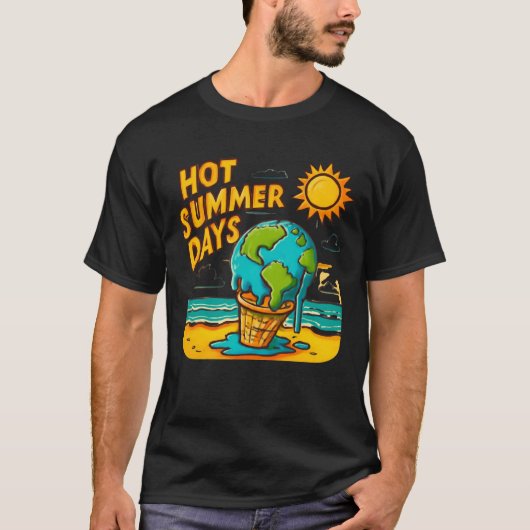 Smelting Planet Ice Cream - Hete zomerkunst T-shirt (Voorkant)