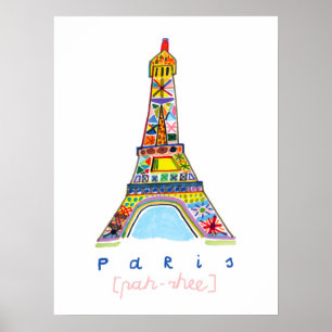 Smeltpunttekening van Parijs Poster