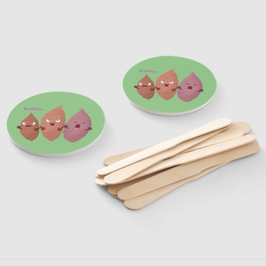 Smeltzingende zoete aardappelen cartoon-groenten handwaaier (Niet-gemonteerd)