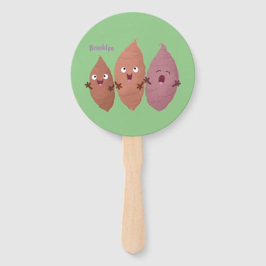 Smeltzingende zoete aardappelen cartoon-groenten handwaaier (Voorkant)