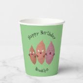 Smeltzingende zoete aardappelen cartoon-groenten papieren bekers (Achterkant)