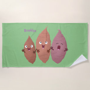 Smeltzingende zoete aardappelen cartoon-groenten strandlaken
