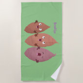 Smeltzingende zoete aardappelen cartoon-groenten strandlaken (Voorkant)