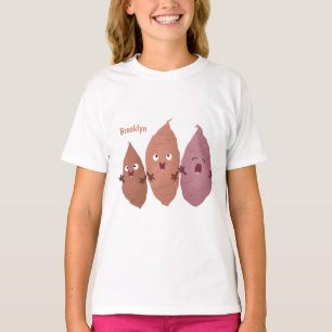 Smeltzingende zoete aardappelen cartoon-groenten t-shirt