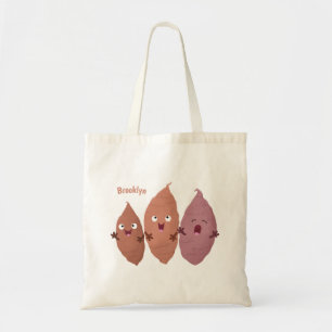 Smeltzingende zoete aardappelen cartoon-groenten tote bag