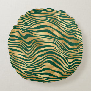 Smerald en Goud Safari Serie Ontwerp 4 Rond Kussen