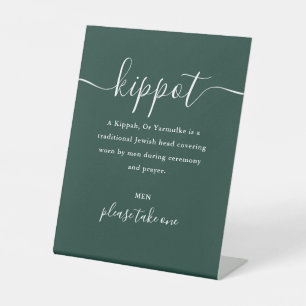 Smerald Joods Trouw Kippot Script Yarmulke Reclamebord Met Voetstuk