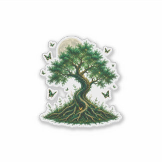 smerald magische boom latte mok sticker