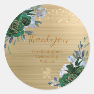 Smeraldgroene Gouden Baby Shower Bedankt Sticker