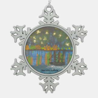 Smeraldo Gallery"Sterrennacht on the Rhone" Tin Sneeuwvlok Ornament