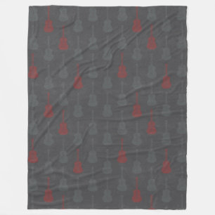 Smerige akoestische gitaar polkadot grijs rood fleece deken