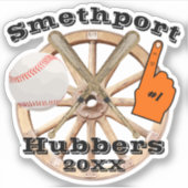 Smethport Hubbers #1 Fan Honkbal Softbal en Bat Sticker (Voorkant)