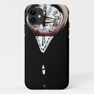 Smettende klokken surrealistische kunst zwart wit iPhone 11 hoesje