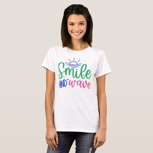 Smile and Wave Positive Vibes T-shirt voor dames (Voorkant volledig)