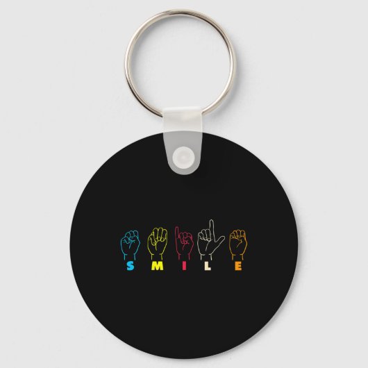 Smile ASL Alphabet American Sing Language ASL Teac Sleutelhanger (Voorkant)
