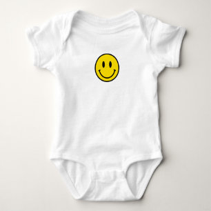 Smile Baby Happy Love Geel Zwart wit Emoji Plezier Romper