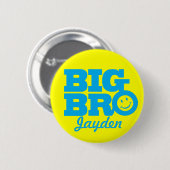 Smile Big Bro met de naam knoppenning in blauw & g Ronde Button 5,7 Cm (Voorkant /achterkant)
