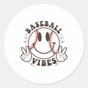 Smile Bysebyll Vibes Game Day Life Mom Retro Geluk Ronde Sticker