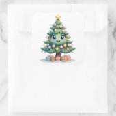 Smile Christmas Delight Vierkante Sticker (Tas)