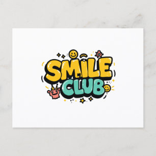 Smile Club Schattige Cartoon Typografie Uitnodiging Briefkaart
