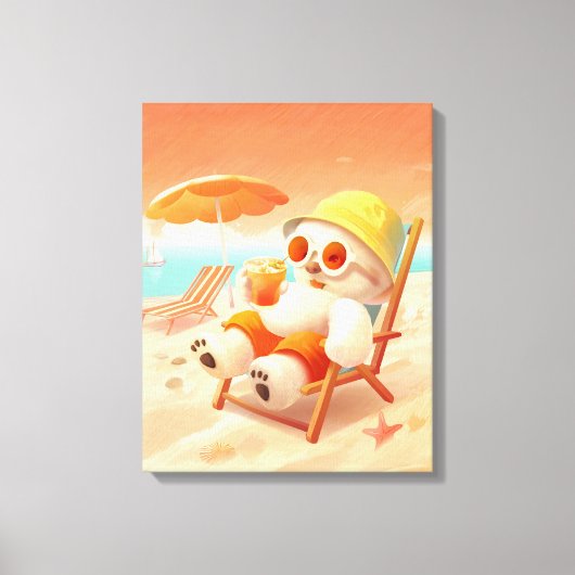 Smile Dog - Beach Mode On Canvas Afdruk (Voorkant)