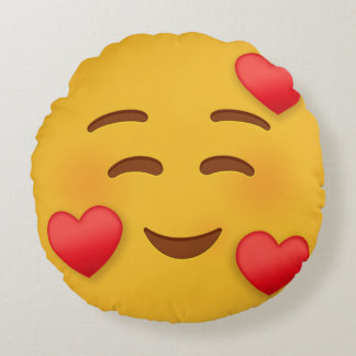 Smile Emoji met hart Rond Kussen
