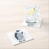 Smile en Wave Penguin Vierkante Kartonnen Onderzetter (Insitu)