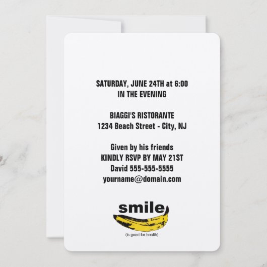 Smile est bon pour la santé Invitation 25e anniver (Dos)